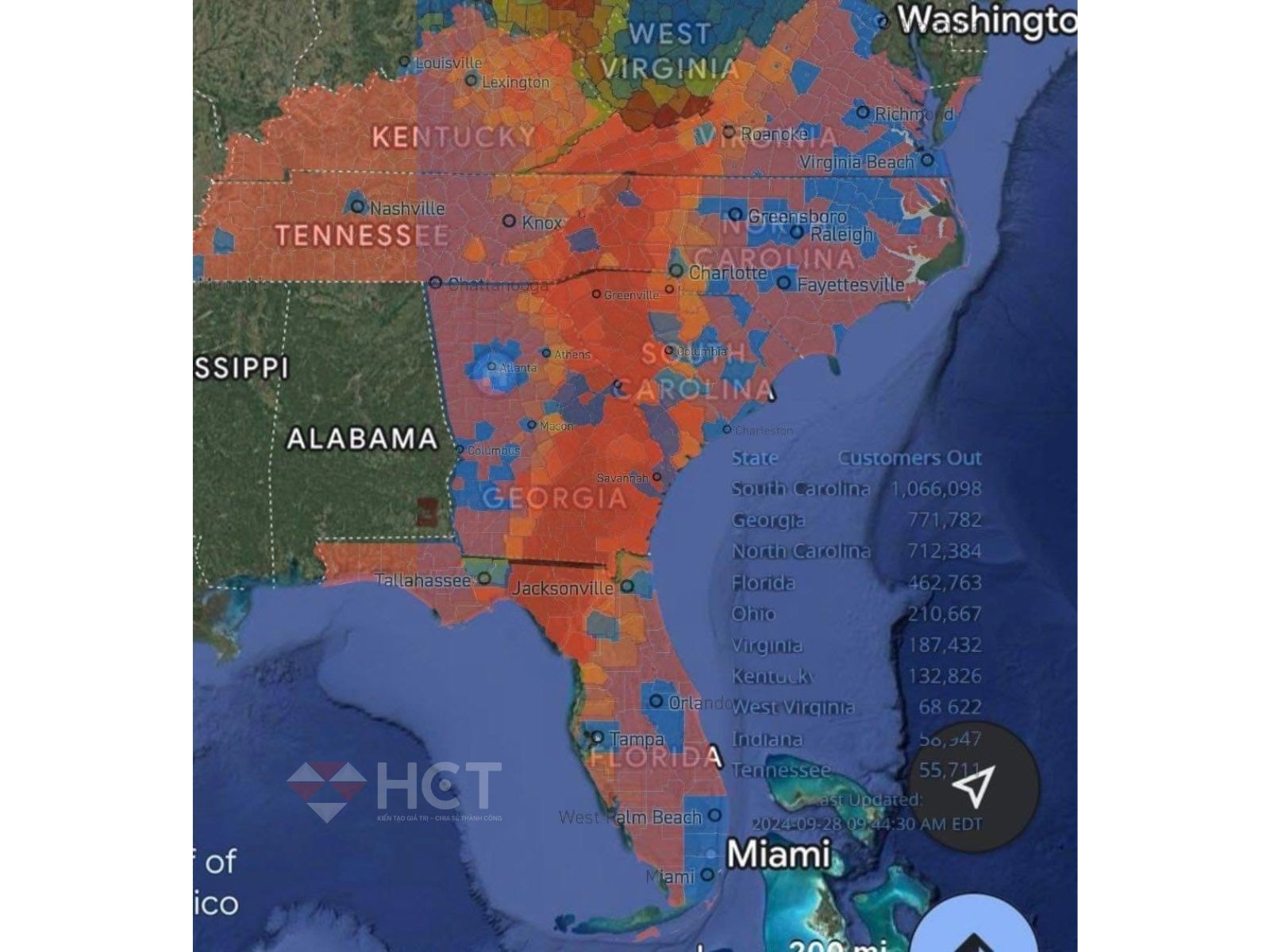 Ảnh hưởng của bão Helene lên bang North Carolina, Mỹ