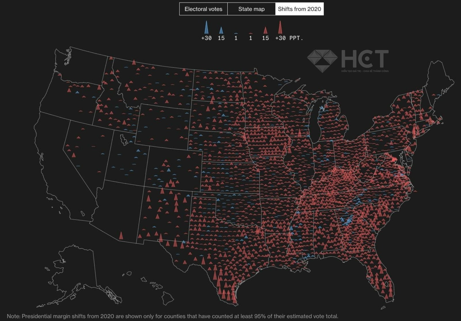 Phần lớn sự ủng hộ của Đảng Dân Chủ ở phía Đông đã bị chuyển qua Trump