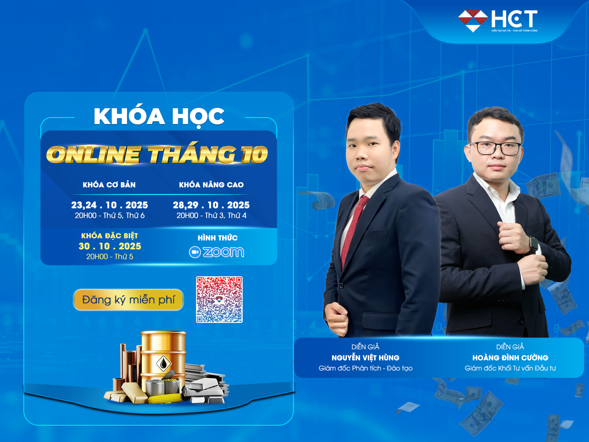 Khóa học online tháng 10: Làm chủ kiến thức - Nâng tầm tư duy đầu tư hàng hóa cùng HCT!