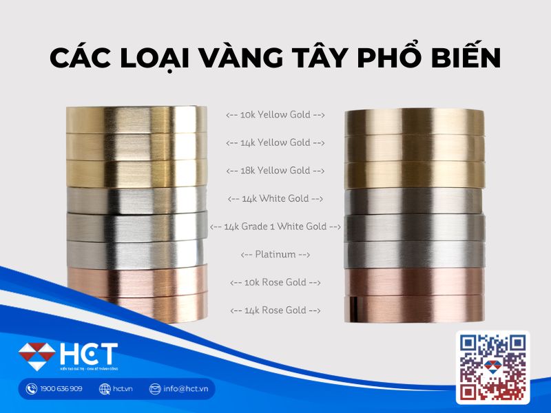 các loại vàng tây phổ biến các loại vàng tây phổ biến