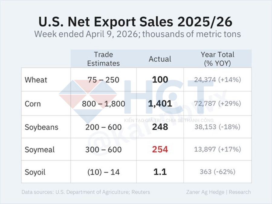 Doanh số xuất khẩu ngô Mỹ 