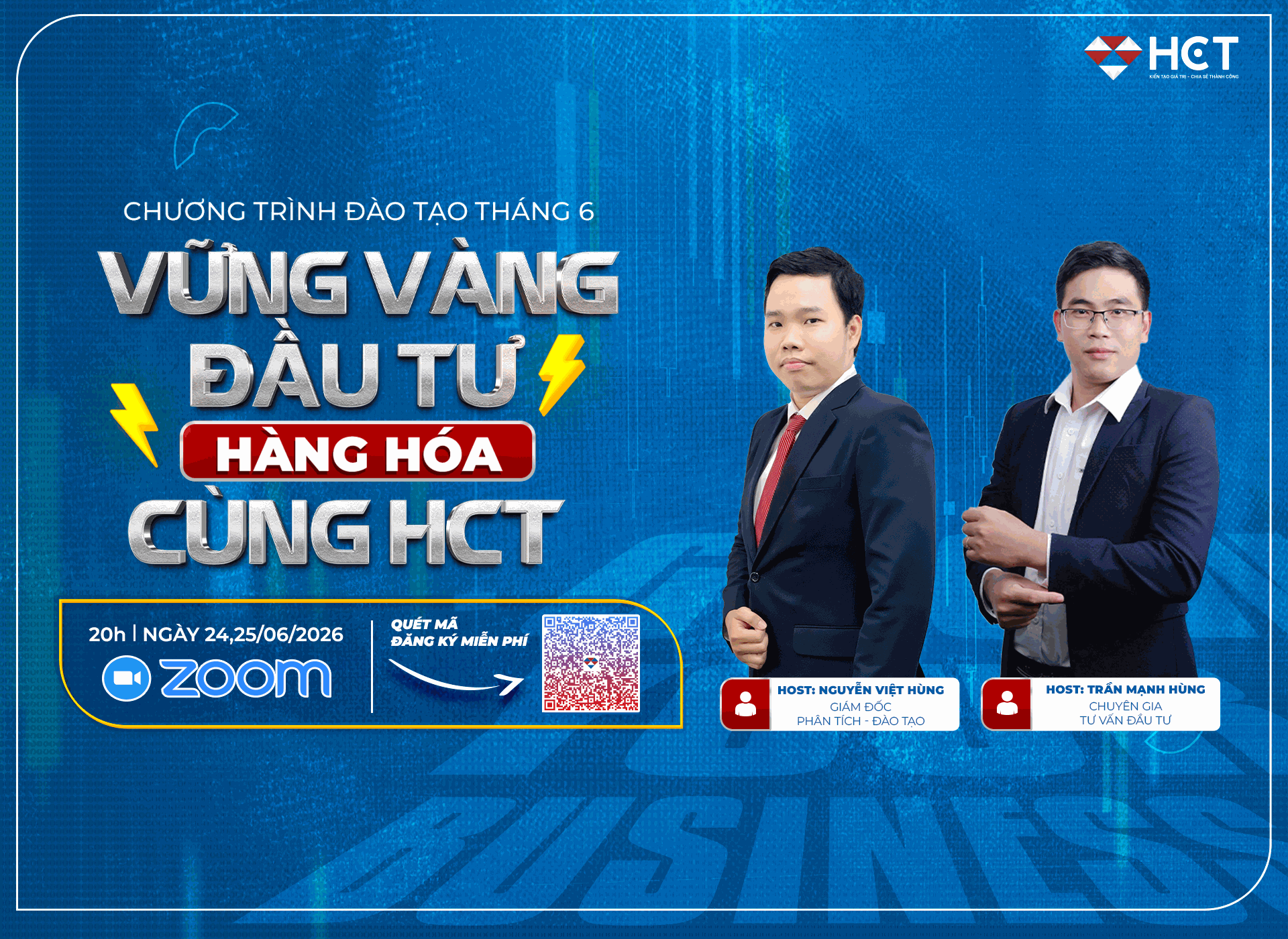 Khóa học đầu tư tháng 6/2026: Nắm bắt cơ hội sinh lời từ hàng hóa phái sinh cùng HCT