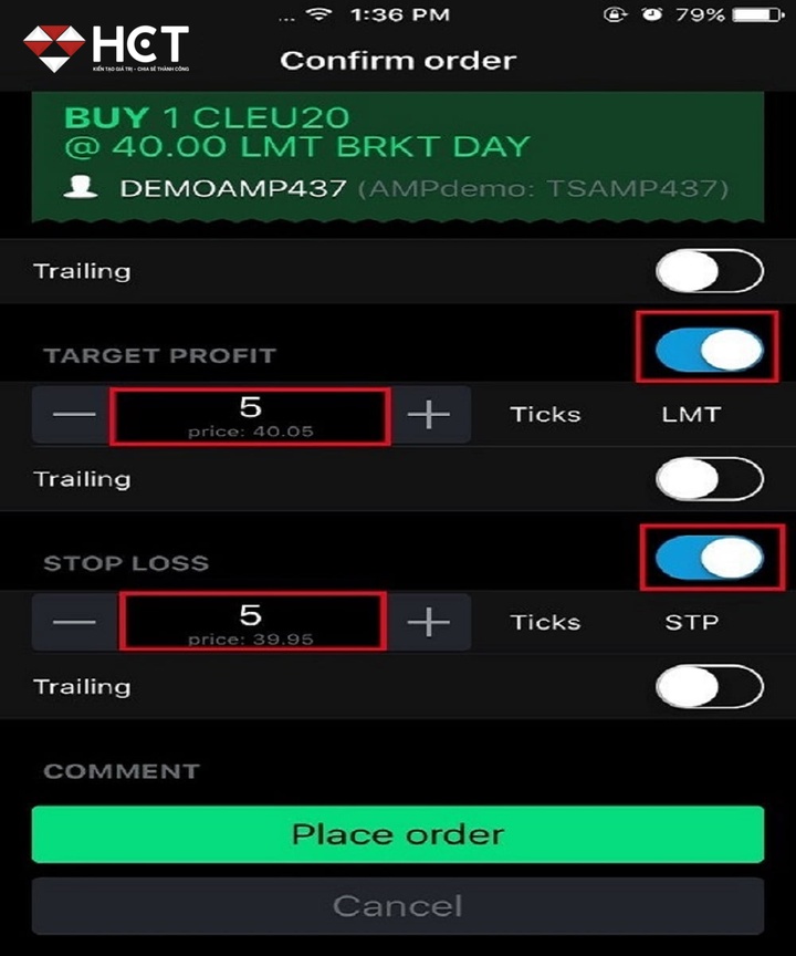 Đặt Target Profit và Stop Loss